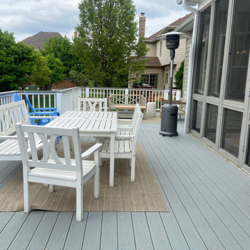 Stone Ash TimberTech deck with Drink Rail & Aluminum Spindles in Westmont, IL
