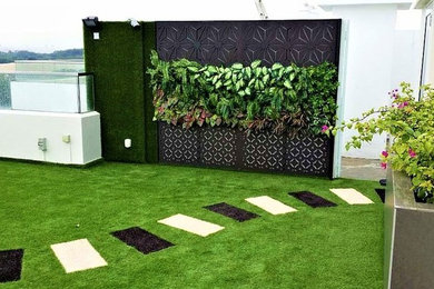 Artificial grass and green wall