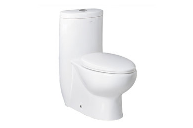 Minimalist bathroom photo in Toronto with a one-piece toilet