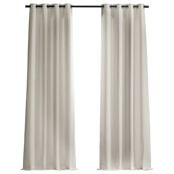 Italian Faux Linen Grommet Curtain Single Panel, Parchment Cream, 50w X 84l