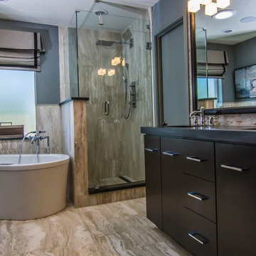 Masculine Master Bathroom by Faye Smith Interior Design