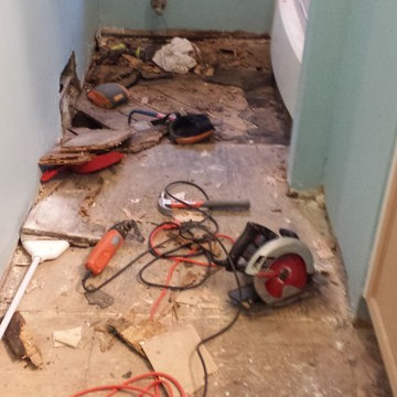Hardwood floors in bathroom