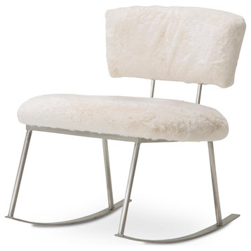 Pebble Beach Rocker Chair, Powder and Brushed Silver
