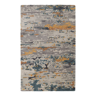 Weave & Wander Everley Wool Rug, Warm Beige/Blue, Rug