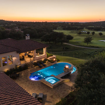 Split level entertaining pool and spa
