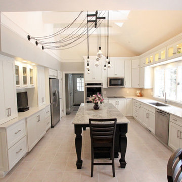 Stunning White Kitchen and Onyx Island with Refaced Butler's Pantry