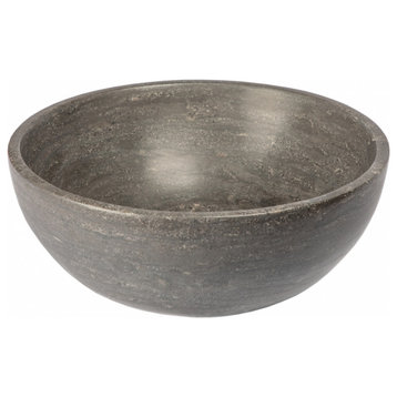 Small Honed Black Limestone Vessel Sink Bowl for Bathroom, 14 Inch