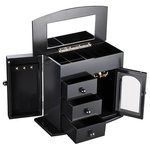 Yescom - Jewelry Box Case Built-In Mirror Ring Earring Necklace Organizer Storage, Black - This Jewelry Box is great for organizing and storing rings, earrings, necklaces, bracelet, etc. Made of durable MDF with painting, it looks simple and elegant. It will also be a good decoration.