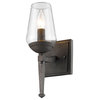 Marcellis 1-Light Wall Sconce, Dark Natural Iron With Clear Glass