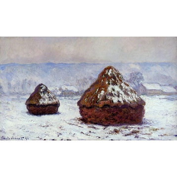 Claude Oscar Monet Grainstacks Snow Effect, 18"x27" Wall Decal