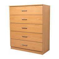 Natural Wooden Chest With 5 Drawers Eclectic Chests Of Drawers
