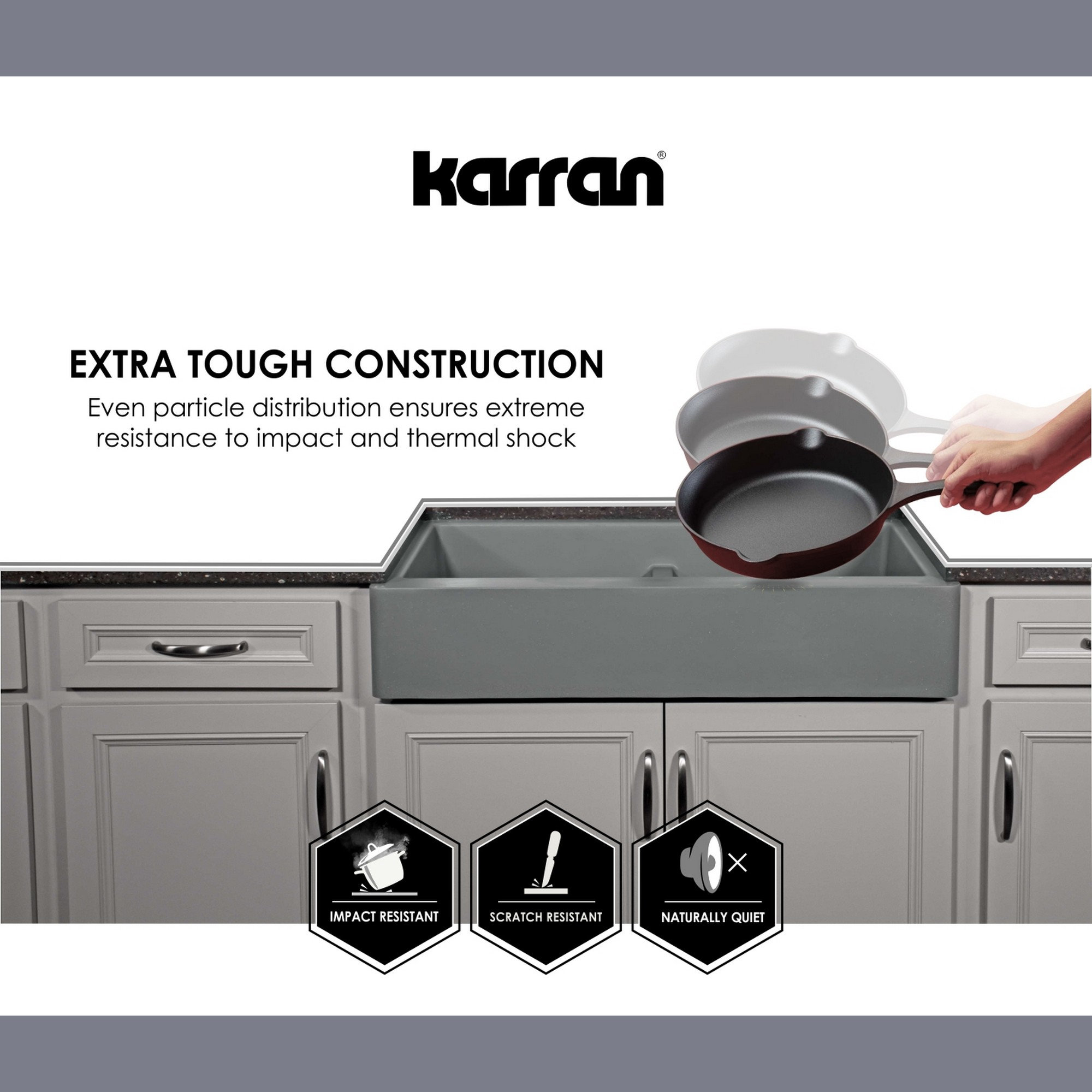Karran Drop-In Quartz 33" 1-Hole Single Bowl Kitchen Sink, White