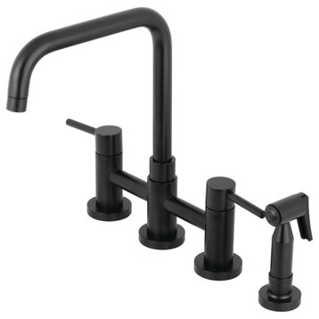 KS828XDLBS-P Concord Two-Handle Bridge Kitchen Faucet with Brass Sprayer, Matte