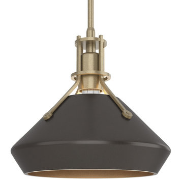 Henry with Chamfer Pendant, Soft Gold, Oil Rubbed Bronze Accents
