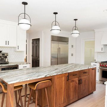 White Kitchen Remodel with Walnut Island in Madison, WI
