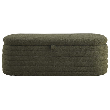 Gewnee Storage Ottoman Bench Upholstered Fabric Storage Bench, Green