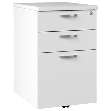 BBF Office in an Hour 3-Drawer Engineered Wood Mobile File Cabinet in Pure White