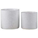 Urban Trends - Round Ceramic Pot With Speckled Brown Design, Gloss White, Set of 2 - UTC potplanters are made of the finest ceramics which makes them tactile and attractive. They are primarily designed to accentuate your home, garden or virtually any space. Each potplanter is treated with a gloss finish that gives them rigidity against climate change, or can simply provide the aesthetic touch you need to have a fascinating focal point!!