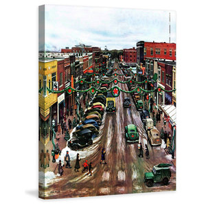 Falls City Nebraska At Christmas Print On Canvas By John Falter Contemporary Prints And Posters By Marmont Hill