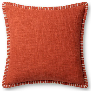 Loloi PLL0109 Orange 22'' x 22'' Cover, Down Pillow