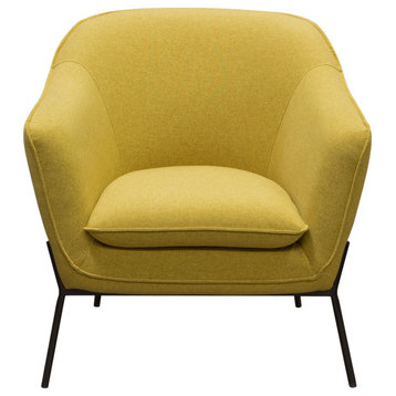 Status Accent Chair, Yellow Fabric With Metal Leg