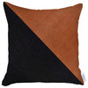 Set Of Two 18" X 18" Brown and Black Faux Leather Zippered Pillow
