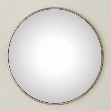 Classic Minimalist Silver Nickel Convex Wall Mirror, Thin Frame, 23"