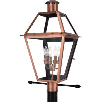 Quoizel RO9014AC Four Light Outdoor Post Mount, Aged Copper Finish