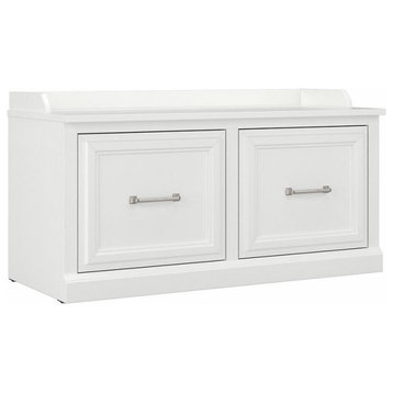 Woodland 40W Shoe Storage Bench with Doors in White Ash - Engineered Wood
