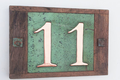 Oak and Copper House Numbers