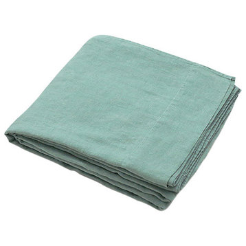 Spa Green Washed Bed Linen Flat Sheet, King
