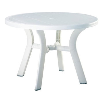 Pemberly Row 42" Round Resin Patio Dining Table in White
