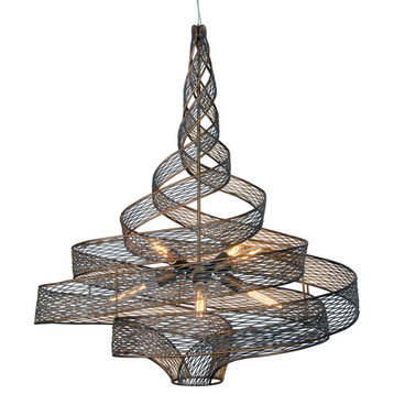 Varaluz 240P06L Flow 6 Light 30"W Abstract Chandelier - Hammered Ore