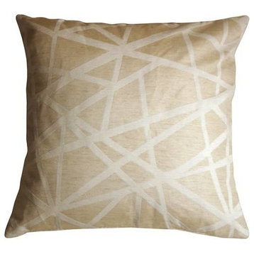 Pillow Decor - Criss Cross Stripes Rectangular Throw Pillow, Cream, 22" X 22"