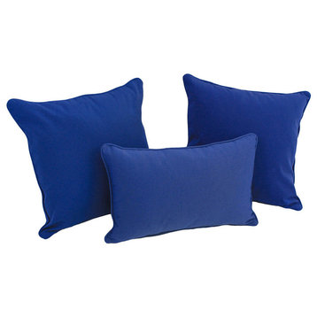 Solid Twill Throw Pillows With Inserts, 3-Piece Set, Royal Blue
