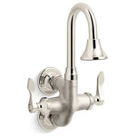 Kohler - Kohler Triton Bowe Cannock 12GPM Service Sink Faucet, Vibrant Bright Nickel - Defined by a sleek, contemporary curved profile, Triton Bowe faucets deliver solid brass construction at an exceptional value. This Triton Bowe Cannock service sink faucet features vertical wall-mounted installation, two lever handles with red/blue indexing, and a gooseneck spout with rosespray.