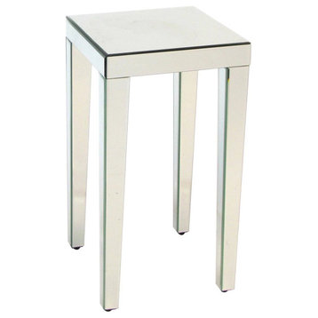 Contemporary Nightstand, Elegant Mirrored Design With Tapered Legs & Square Top