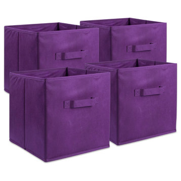 DII Nonwoven Polypropylene Cube Solid Eggplant Square, Set of 4
