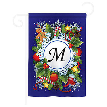 Winter M Monogram 2-Sided Impression Garden Flag