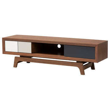 Tabitha Mid-Century Modern Multicolor Wood 3-Drawer TV Stand