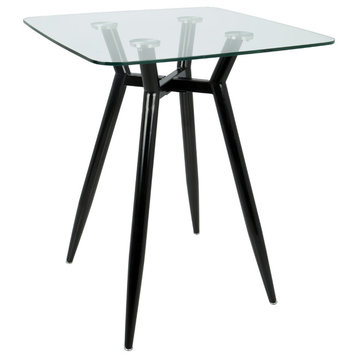 Clara Square Counter Table, Black/Clear Glass
