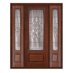 Prehung Sidelights Door 96 Fiberglass Brazos 1 Panel 3/4 Lite Glass - Front Doors