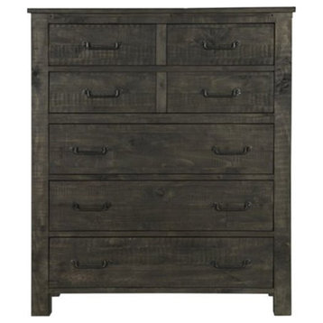 Bowery Hill Modern styled Wood 5 Drawer Chest in Gray Finish