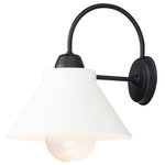 Maxim Lighting - Maxim Lighting Jetty 1-Light Outdoor Wall Sconce in Black - A powder coat aluminum frame support a durable polycarbonate shade in classic RLM styles. This an excellent choice for extreme environments like coastal areas. The combination Black frame and White shade create a dramatic look.