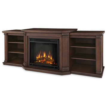 Real Flame Valmont Modern Wood Entertainment Electric Fireplace in Chocolate