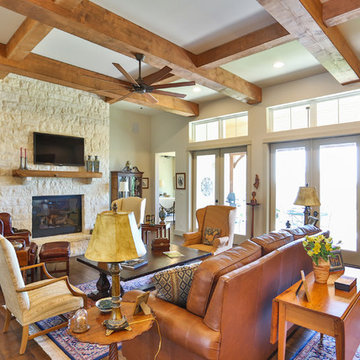 Living Room - Hill Country Stone Ranch Home