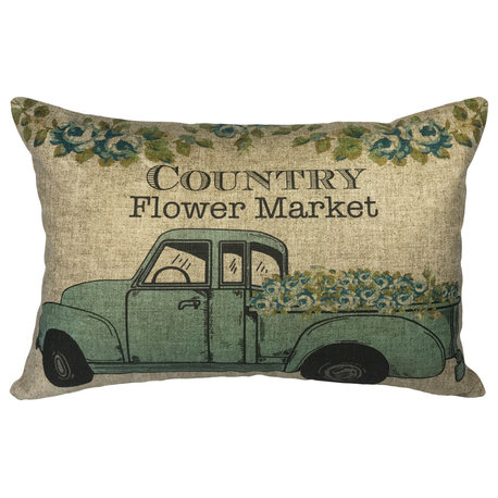 Country Flower Market Linen Pillow