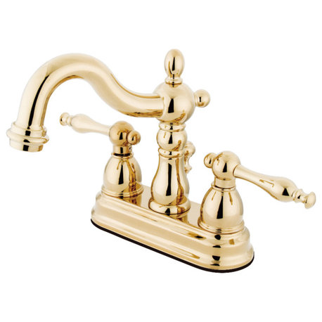 Kingston Brass 4" Centerset Bathroom Faucet w/Retail Pop-Up, Polished Brass