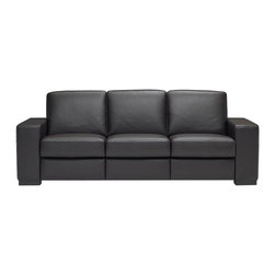 Natuzzi Editions Contemporary Leather 3 Cushion Sofa A397 - Sofas