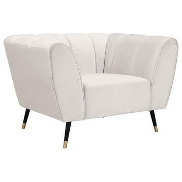 Beaumont Velvet Upholstered Chair, Cream